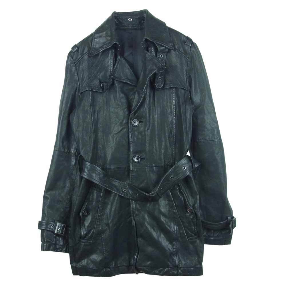 5351プールオム シープレザー シングル トレンチ コート 中国製 ブラック系 1【中古】