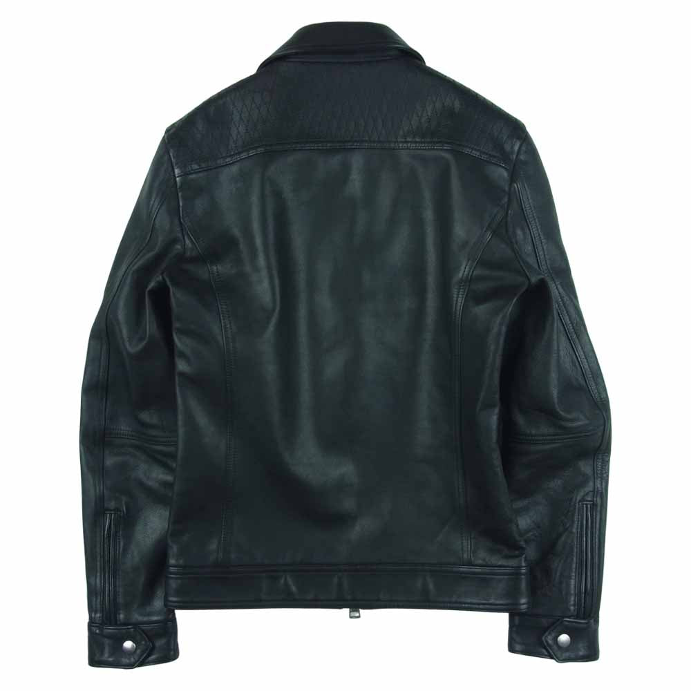 AKM エイケイエム B063-COW016 QUILTING RIDERS 裏地カモフラ カウレザー キルティング シングル ライダース ジャケット ブラック系 S【中古】