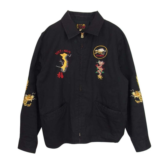 TAILOR TOYO テイラー東洋 TT13673 刺繍 コットン ベトナムジャケット ベトジャン ブラック系 L【中古】