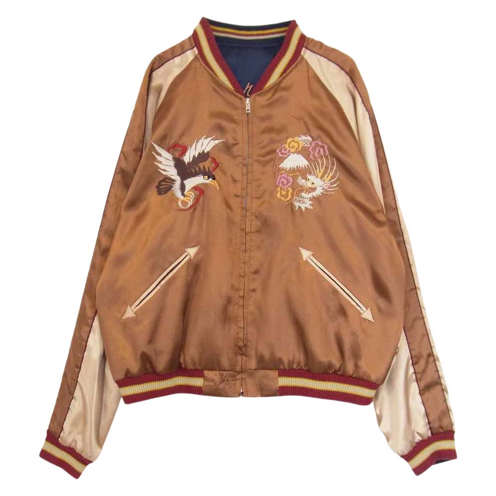 TAILOR TOYO テイラー東洋 TT11041 Japan 亀 城 お面 鷹 龍 リバーシブル スカジャン ブルゾン ブラウン系 XL【中古】