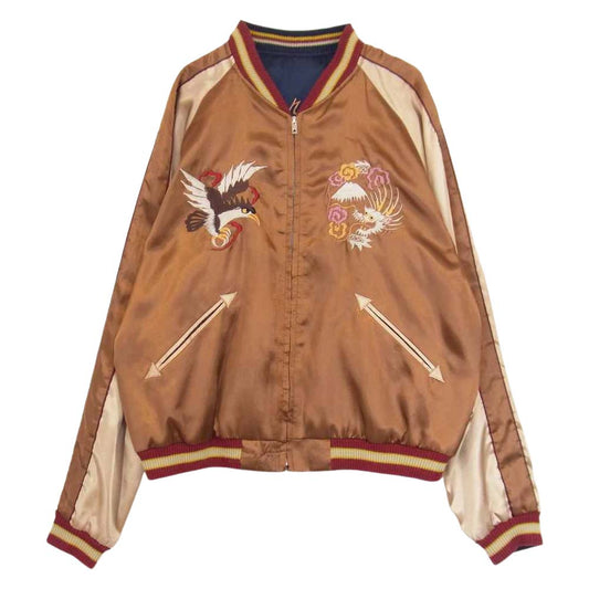 TAILOR TOYO テイラー東洋 TT11041 Japan 亀 城 お面 鷹 龍 リバーシブル スカジャン ブルゾン ブラウン系 XL【中古】