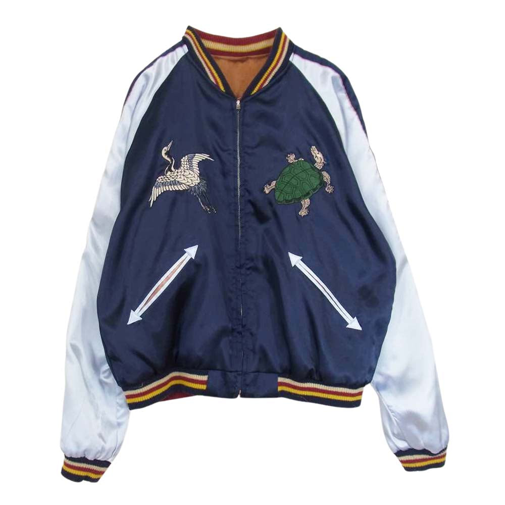 TAILOR TOYO テイラー東洋 TT11041 Japan 亀 城 お面 鷹 龍 リバーシブル スカジャン ブルゾン ブラウン系 XL【中古】