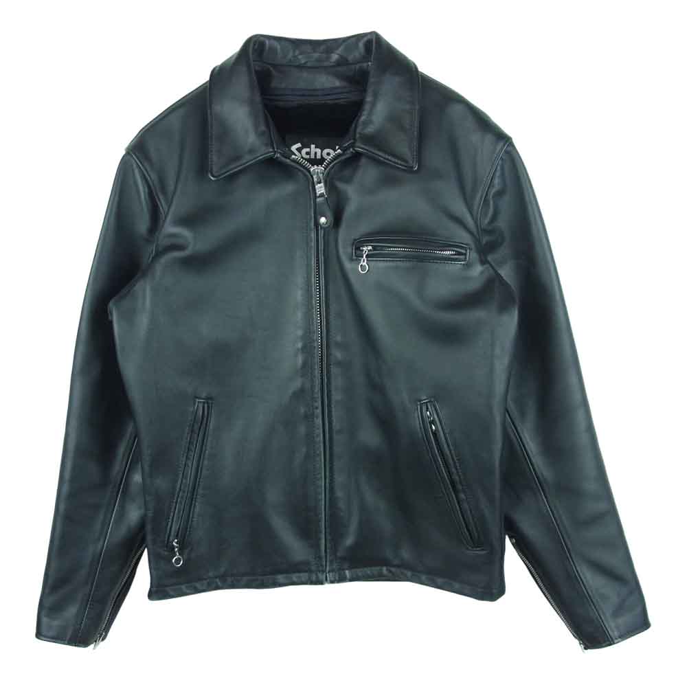 schott ショット 643 フリース ライナー付き シングル ライダース ジャケット ブラック系 38【中古】