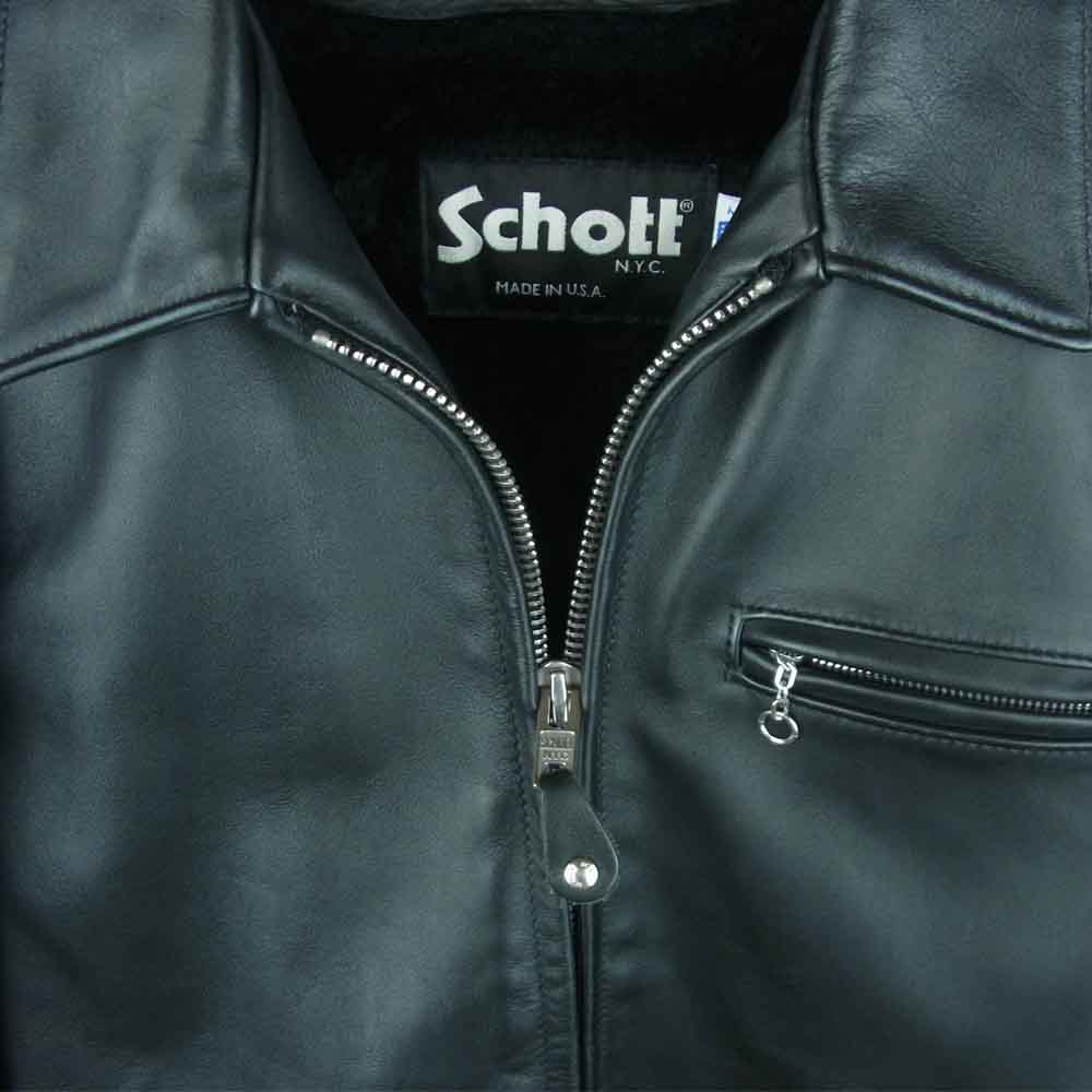 schott ショット 643 フリース ライナー付き シングル ライダース ジャケット ブラック系 38【中古】