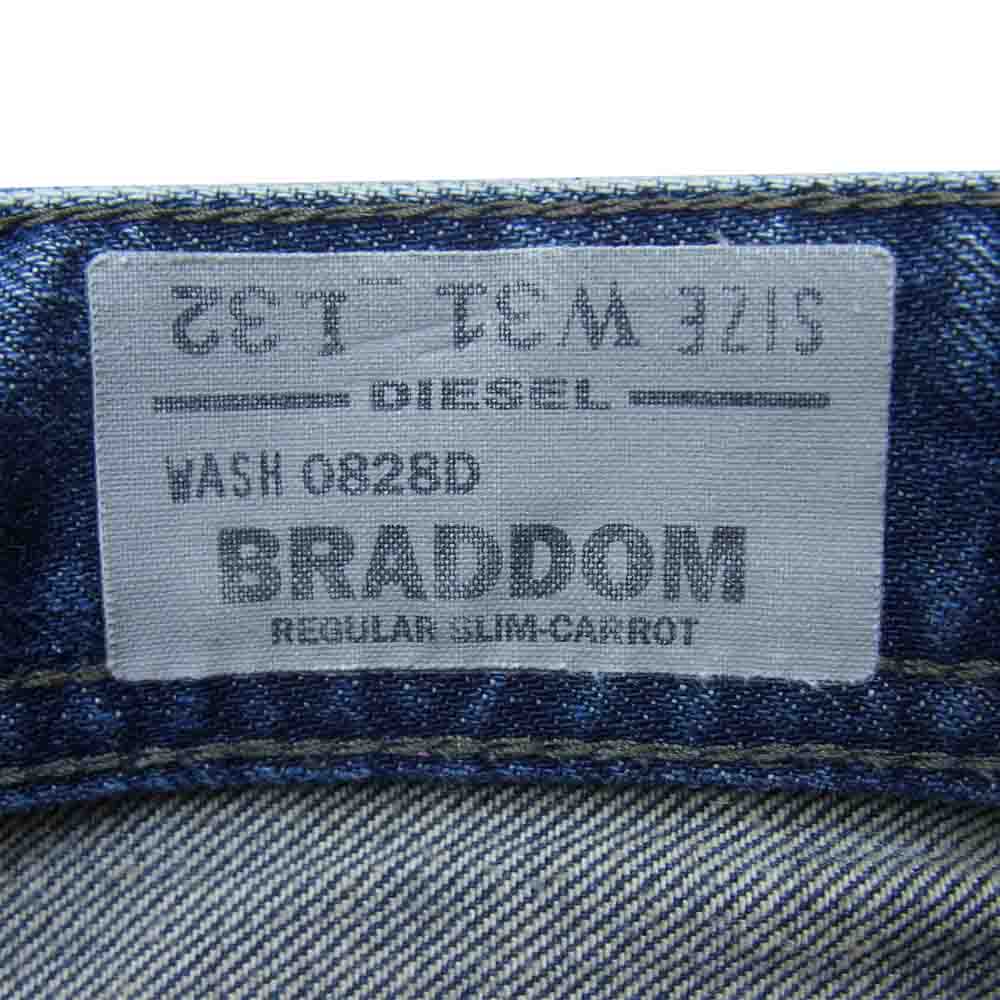 DIESEL ディーゼル BRADDOM REGULAR SLIM-CARROT レギュラースリムキャロット デニムパンツ インディゴブルー系 31【中古】