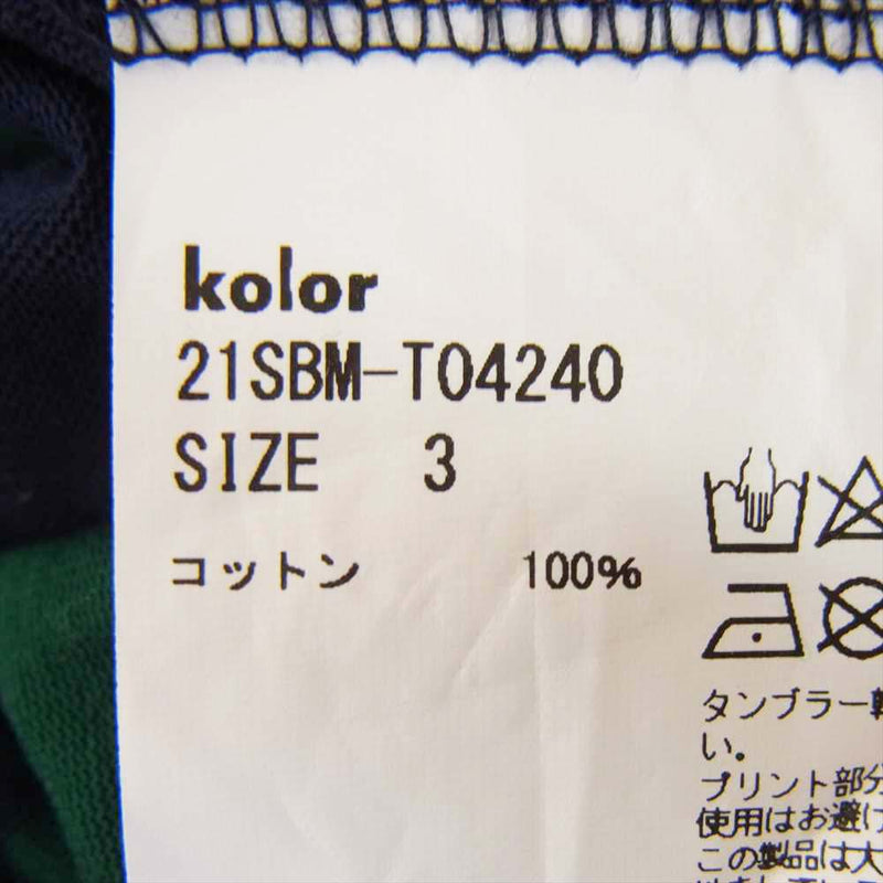 kolor カラー BEACON ビーコン 21SS 21SBM-T04240 ドッキング カットソー Tシャツ 半袖 ブラック系 3【美品】【中古】