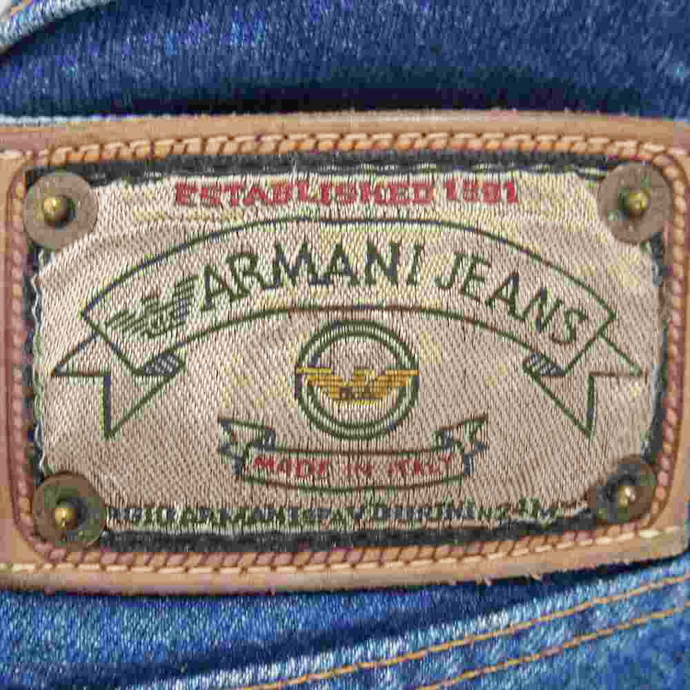 ARMANI JEANS アルマーニ・ジーンズ 国内正規品 イタリア製 GAロゴプレート ストーンウォッシュ デニムパンツ インディゴブルー系 29【中古】