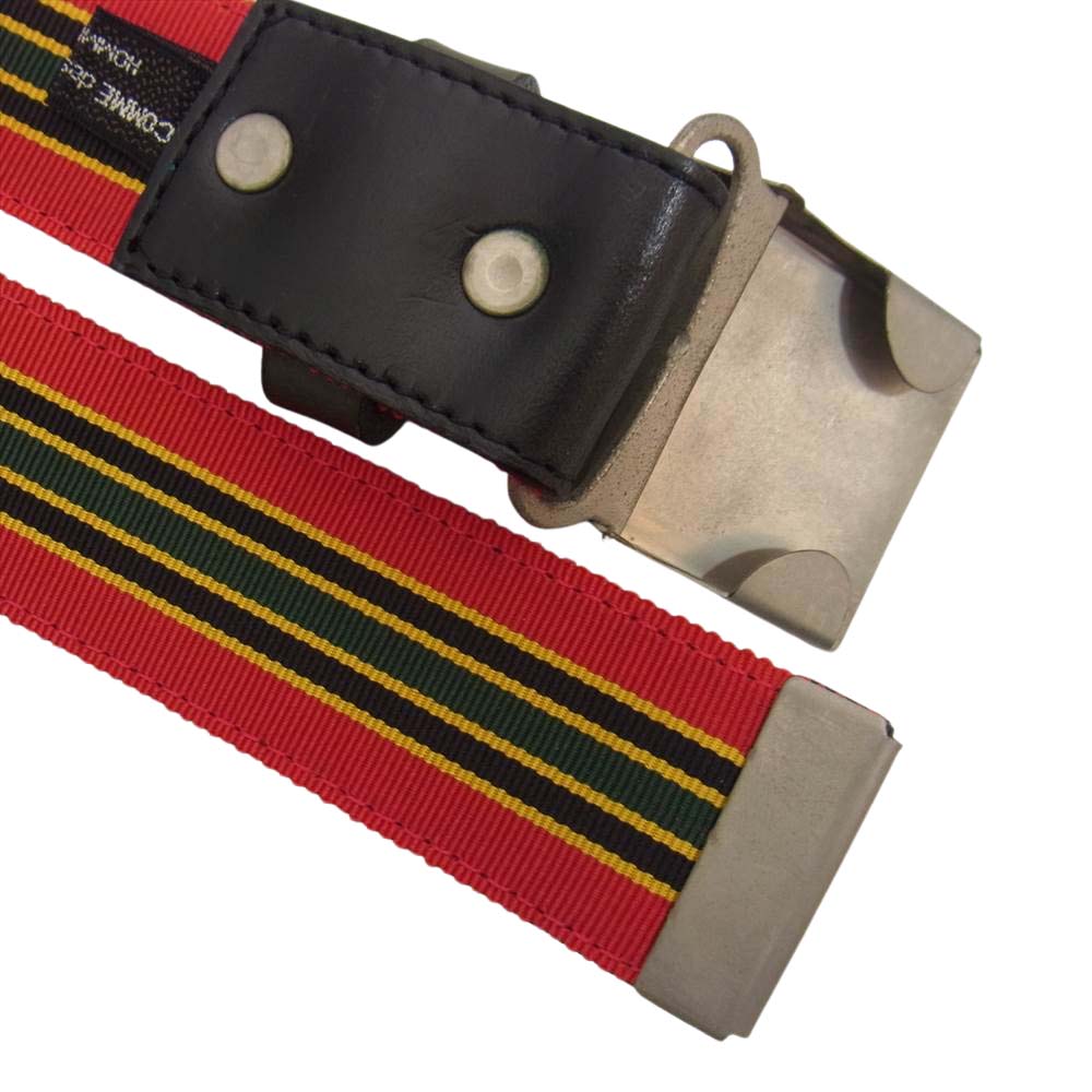 COMME des GARCONS コムデギャルソン HOMME オム 裏リボンテープ レザーベルト ブラック系【中古】