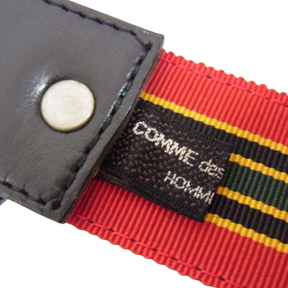 COMME des GARCONS コムデギャルソン HOMME オム 裏リボンテープ レザーベルト ブラック系【中古】