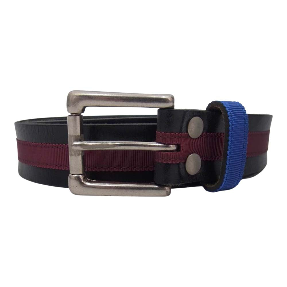 COMME des GARCONS コムデギャルソン HOMME オム リボンテープ レザーベルト ブラック系【中古】