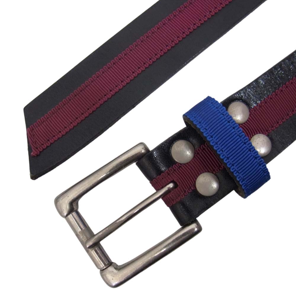 COMME des GARCONS コムデギャルソン HOMME オム リボンテープ レザーベルト ブラック系【中古】