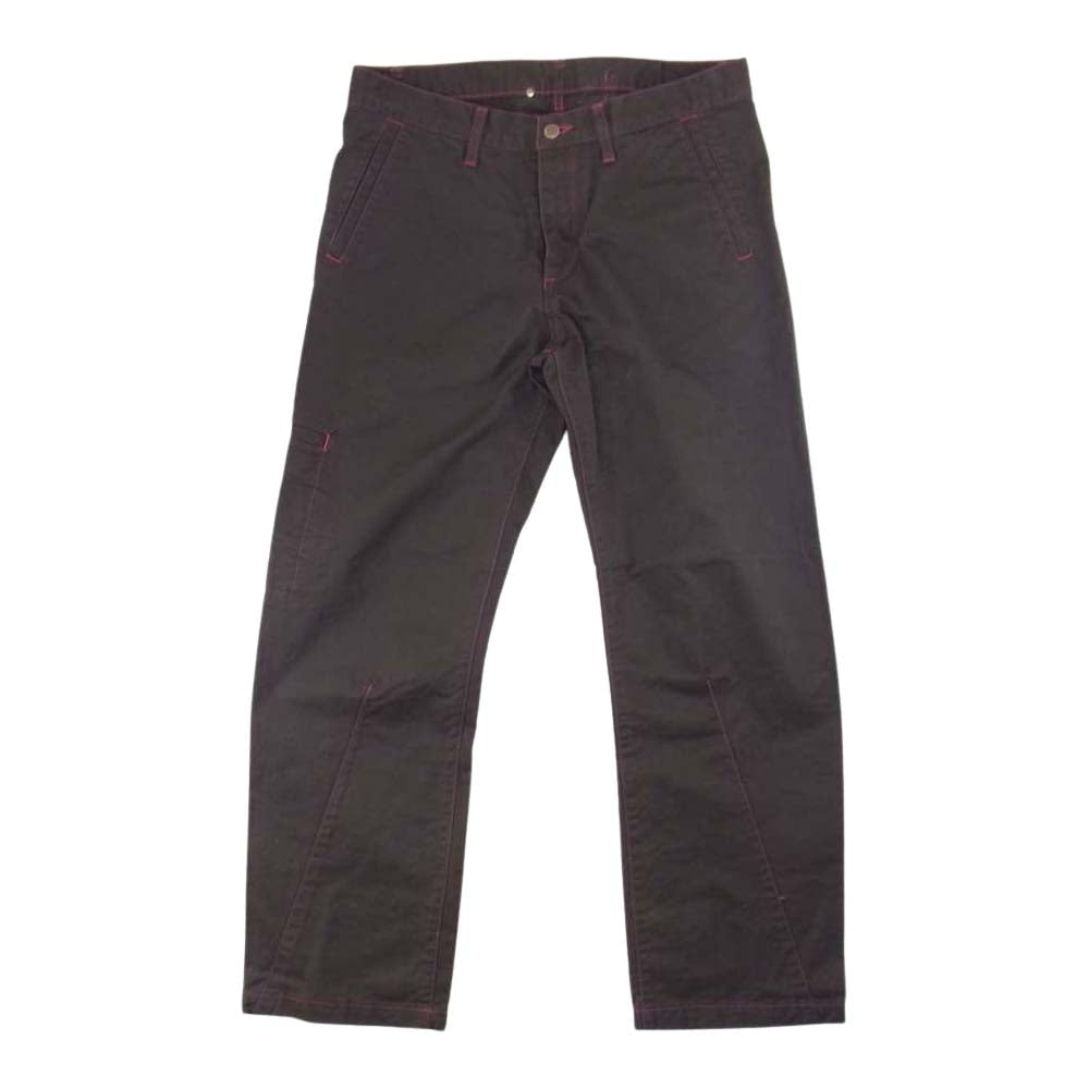 COMME des GARCONS コムデギャルソン HOMME オム AD2008 HB-P060 製品染め ピンクステッチ コットンツイル パンツ チャコール系 S【中古】