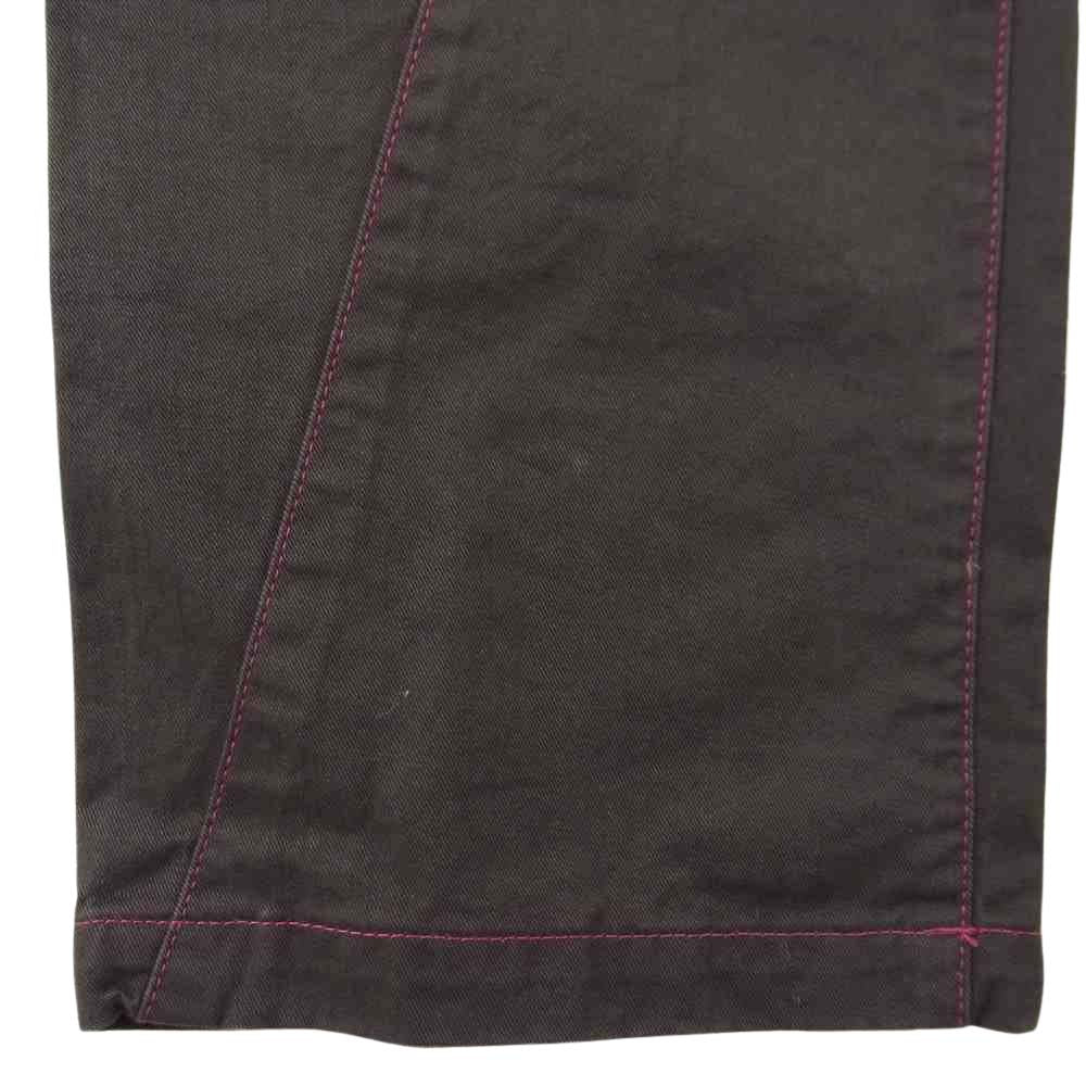 COMME des GARCONS コムデギャルソン HOMME オム AD2008 HB-P060 製品染め ピンクステッチ コットンツイル パンツ チャコール系 S【中古】