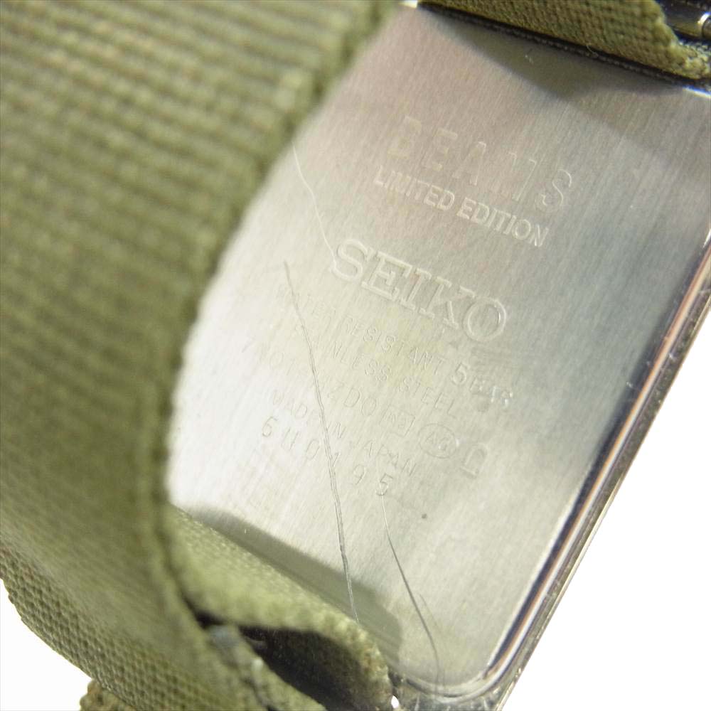 SEIKO セイコー × BEAMS ビームス 型番 7N01-HZDO スクエア クォーツ リスト ウォッチ オリーブ系【中古】