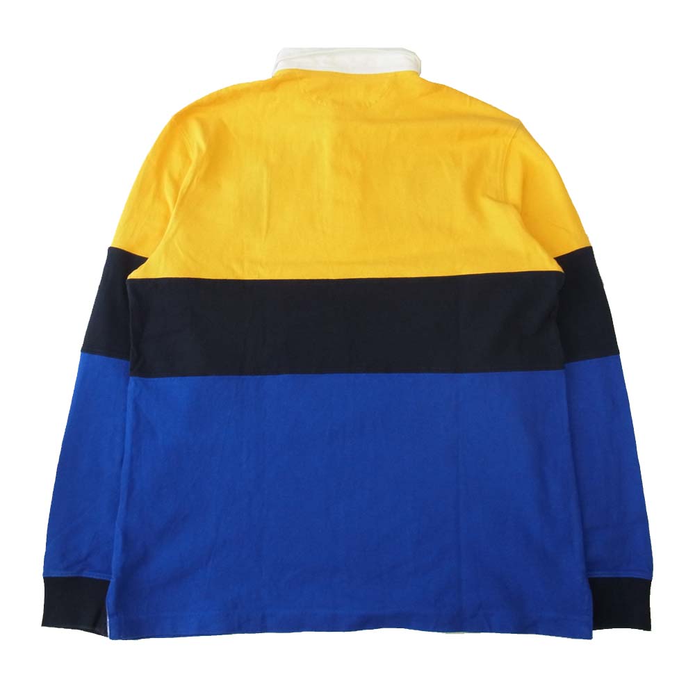 POLO RALPH LAUREN ポロ・ラルフローレン ロゴ 長袖 ポロシャツ イエロー系 ブルー系【中古】