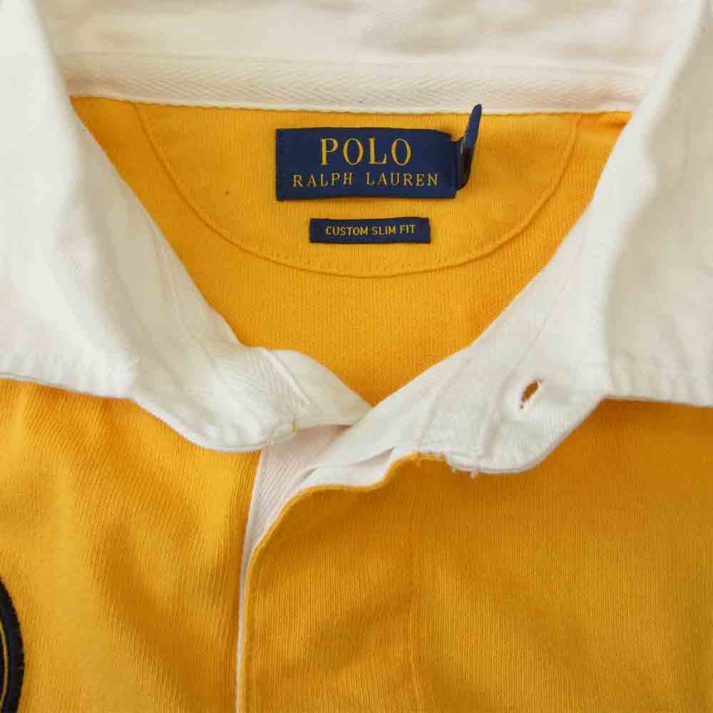 POLO RALPH LAUREN ポロ・ラルフローレン ロゴ 長袖 ポロシャツ イエロー系 ブルー系【中古】