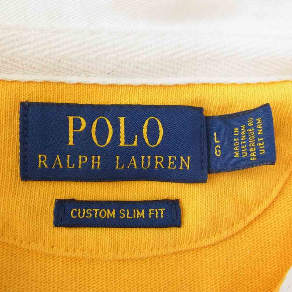 POLO RALPH LAUREN ポロ・ラルフローレン ロゴ 長袖 ポロシャツ イエロー系 ブルー系【中古】