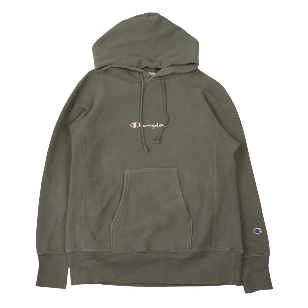 Champion チャンピオン 青タグ ロゴ刺繍 リバースウィーブ プルオーバー パーカー グレー系 M【中古】