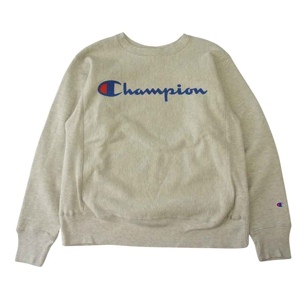 Champion チャンピオン 赤タグ ロゴ プリント リバースウィーブ スウェット トレーナー グレー系 L【中古】