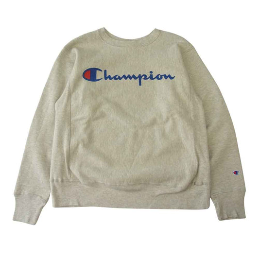 Champion チャンピオン 赤タグ ロゴ プリント リバースウィーブ スウェット トレーナー グレー系 L【中古】