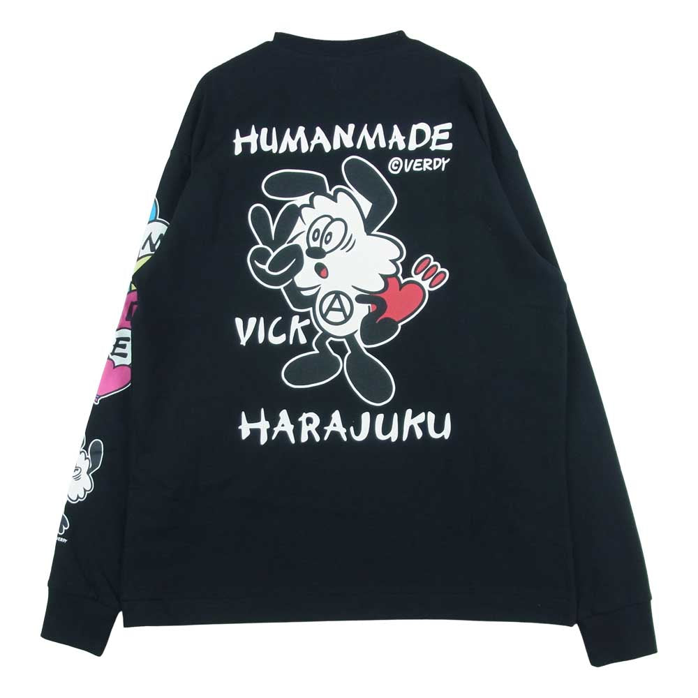 HUMAN MADE ヒューマンメイド XX23CS003 VERDY ヴェルディ Vick Long Sleeve T-SHIRT 袖プリント 長袖 Tシャツ ブラック系 M【美品】【中古】