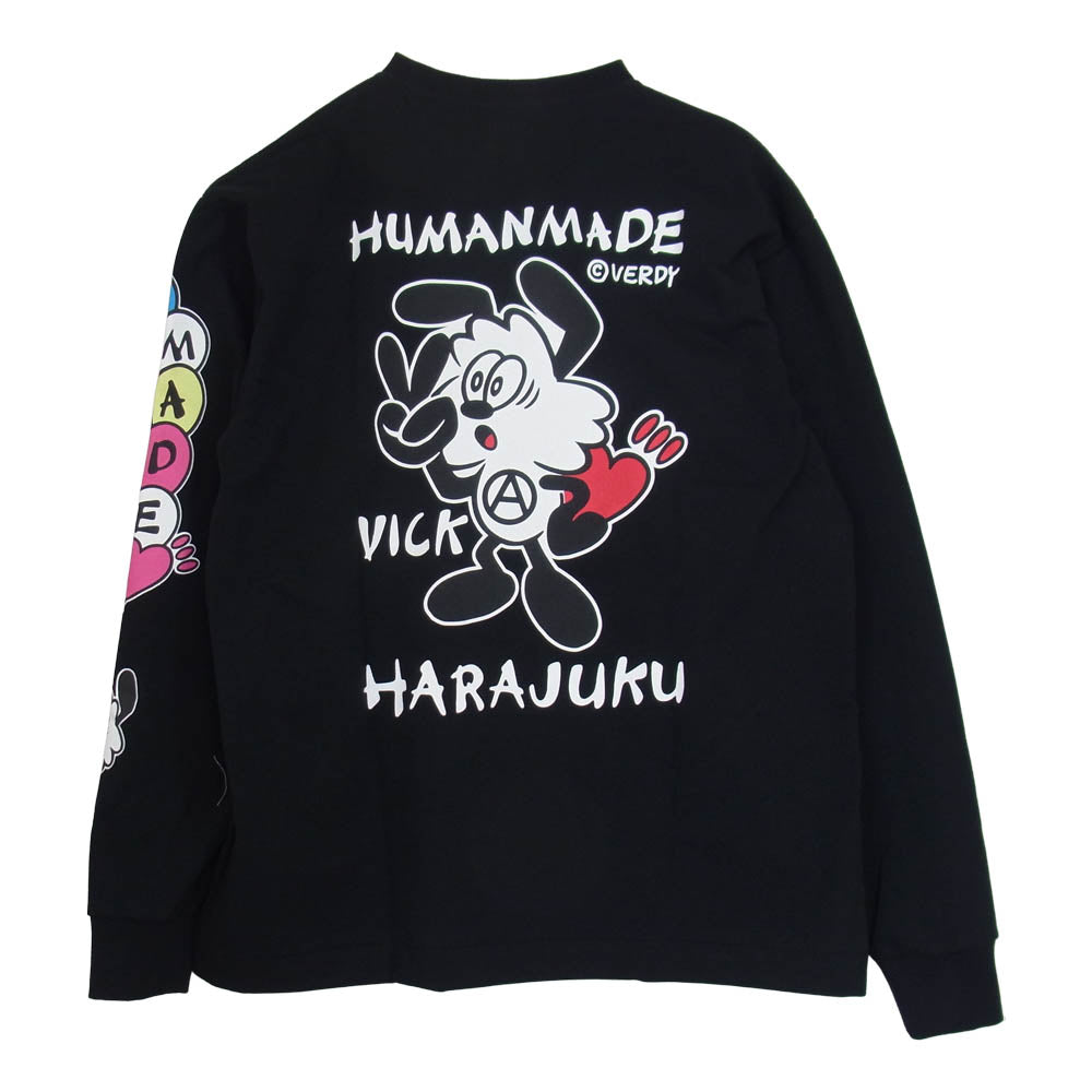 HUMAN MADE ヒューマンメイド XX23CS003 ×VERDY ヴェルディ Vick Long Sleeve T-SHIRT 袖プリント 長袖 Tシャツ M ブラック系 M【美品】【中古】