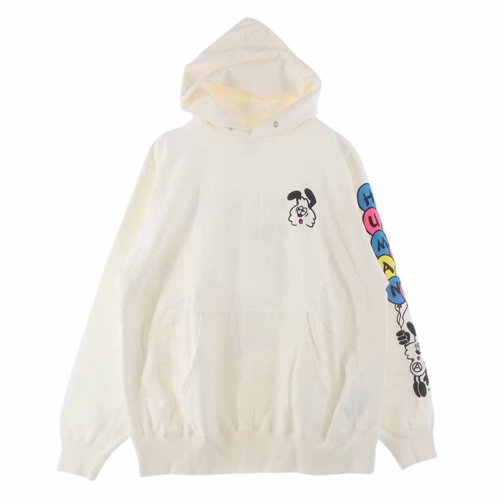 HUMAN MADE ヒューマンメイド XX23CS001 VERDY ヴェルディ VickPizza Hoodie プリント プルオーバー パーカー ホワイト系 XL【美品】【中古】