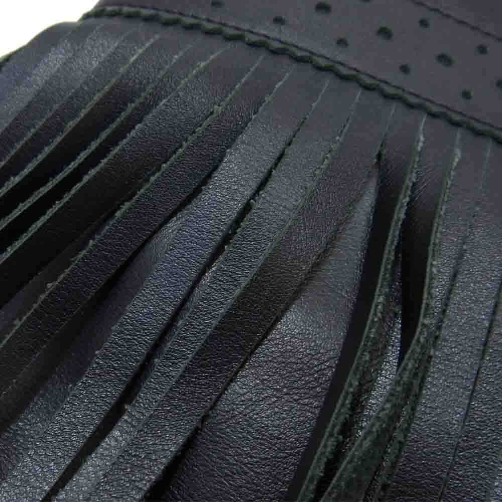 J&M Davidson ジェイアンドエムデヴィッドソン RIO リオ フリンジ レザー 巾着 ハンドバッグ ブラック系【中古】