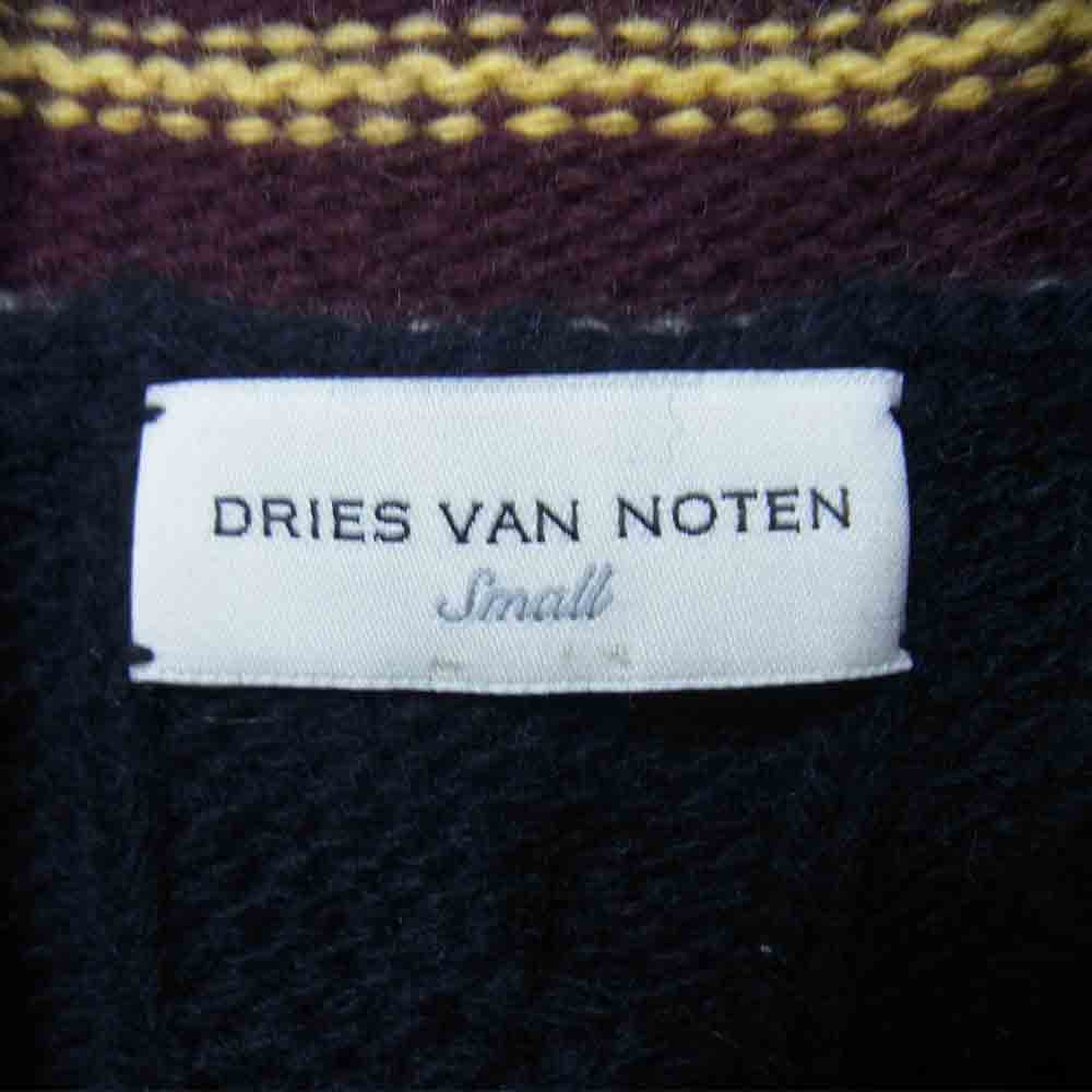 DRIES VAN NOTEN ドリスヴァンノッテン 国内正規品 カシミア混 ワッペン刺繍 ノースリーブ Vネック ニット セーター ベスト ネイビー系 S【中古】