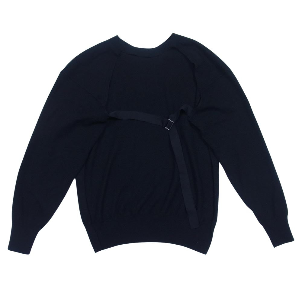 DRIES VAN NOTEN ドリスヴァンノッテン 国内正規品 カシミア100％ バックオープン シルクベルト クルーネック ニット ブラック系 ExtraSmall【中古】
