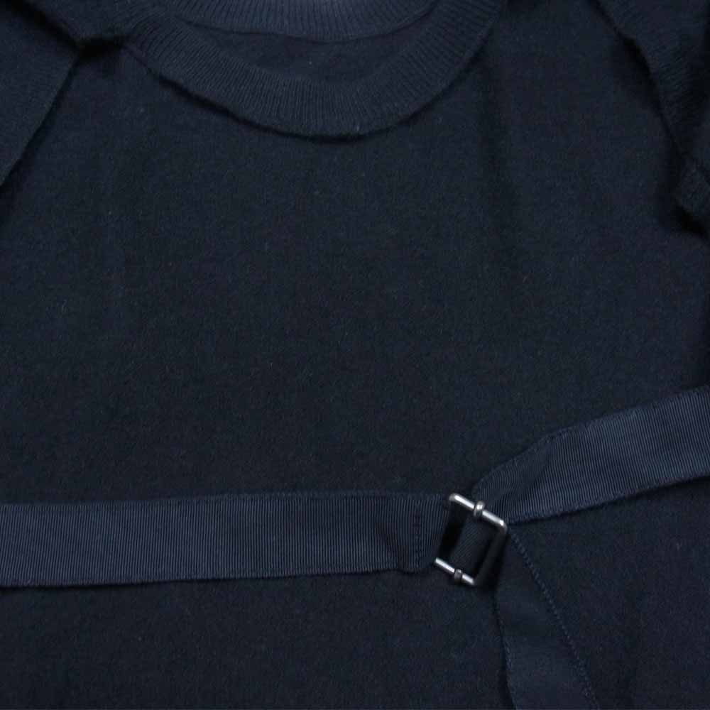 DRIES VAN NOTEN ドリスヴァンノッテン 国内正規品 カシミア100％ バックオープン シルクベルト クルーネック ニット ブラック系 ExtraSmall【中古】