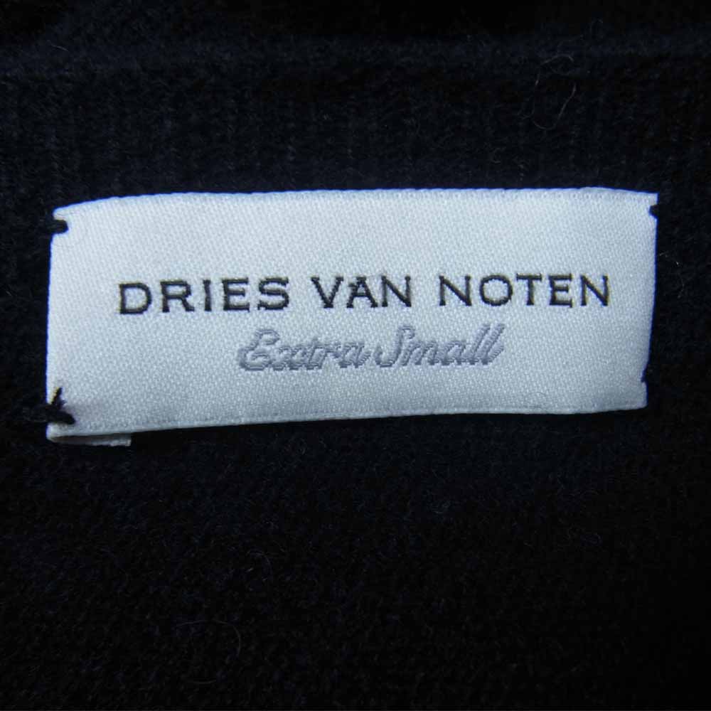 DRIES VAN NOTEN ドリスヴァンノッテン 国内正規品 カシミア100％ バックオープン シルクベルト クルーネック ニット ブラック系 ExtraSmall【中古】