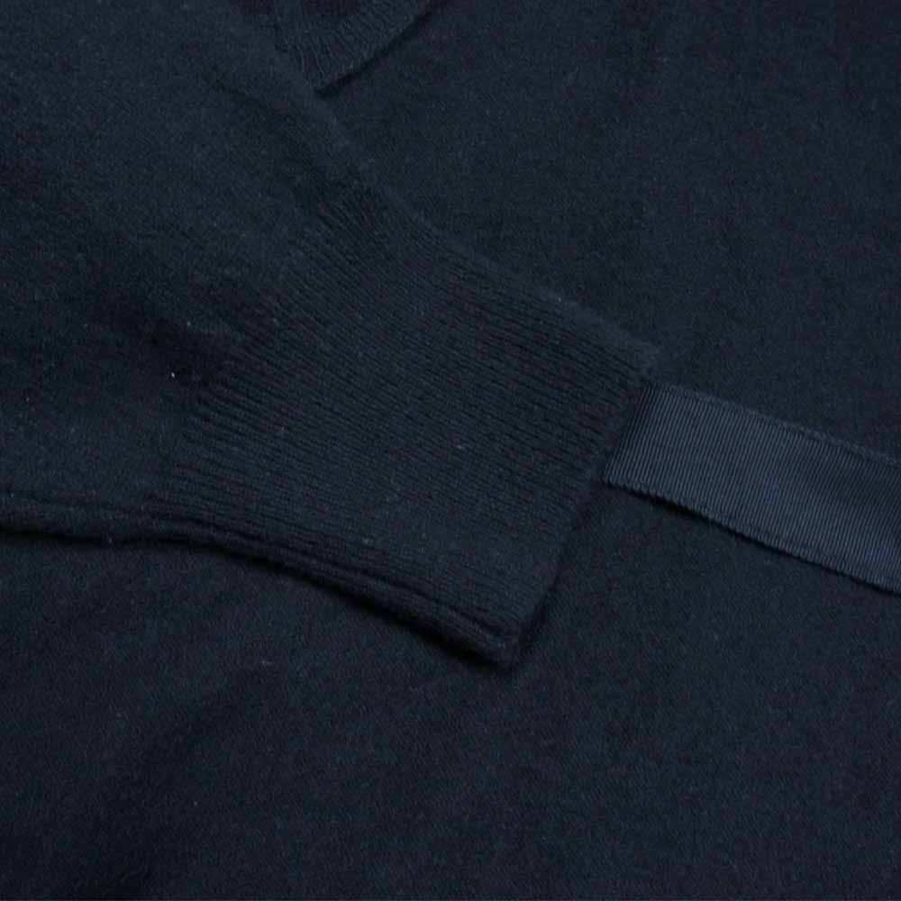 DRIES VAN NOTEN ドリスヴァンノッテン 国内正規品 カシミア100％ バックオープン シルクベルト クルーネック ニット ブラック系 ExtraSmall【中古】