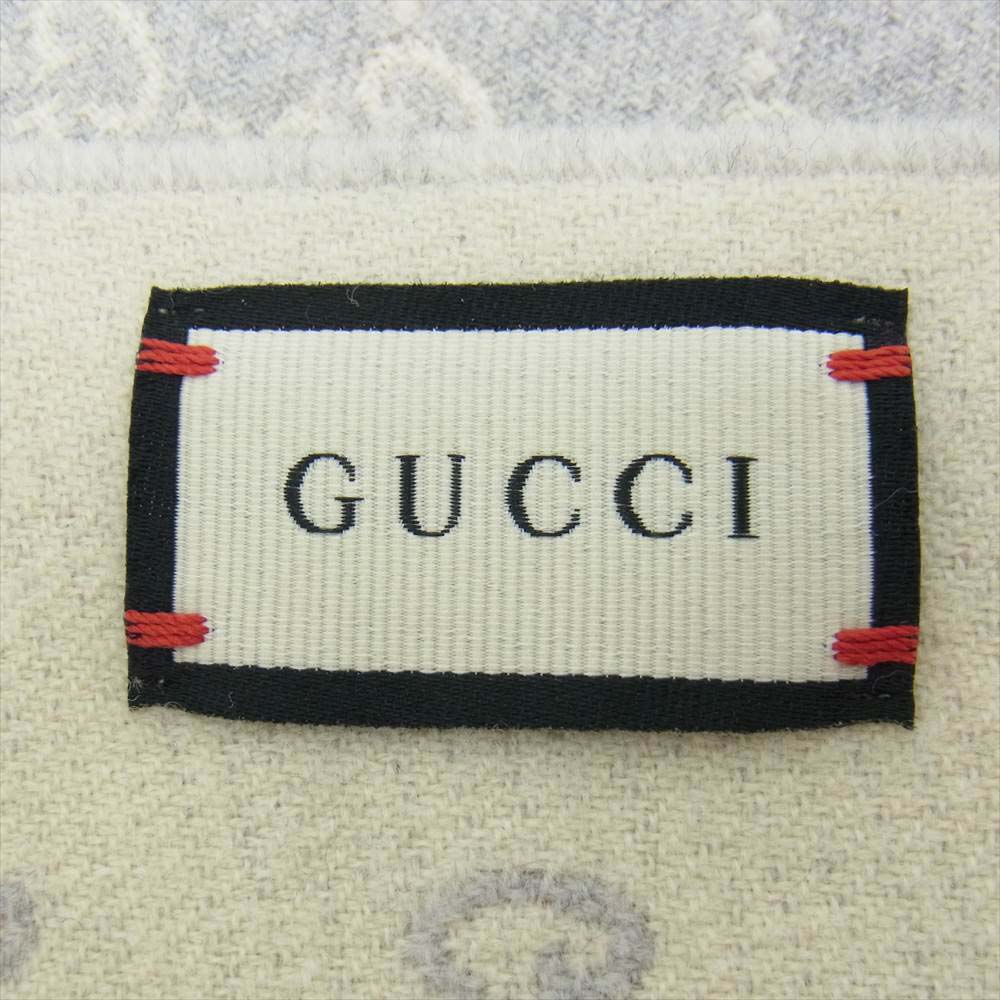GUCCI グッチ GG柄 ウール マフラー グレー系【中古】
