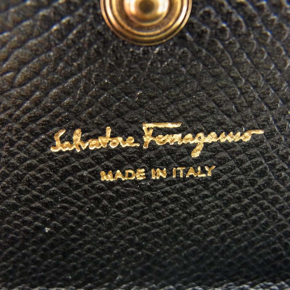 Salvatore Ferragamo サルヴァトーレフェラガモ 1R-22D148 Wガンチーニ キーリング付き カードケース 名刺入れ ブラック系【中古】