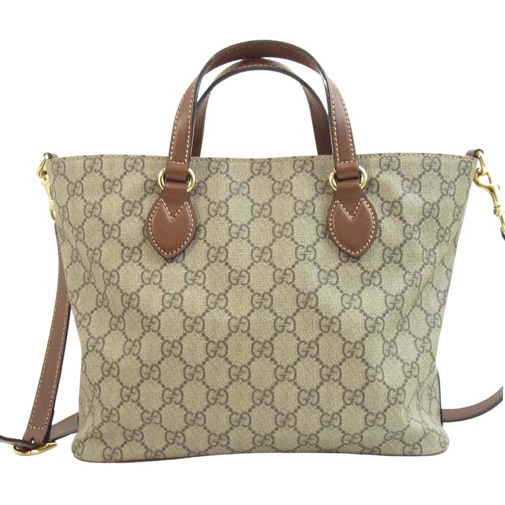 GUCCI グッチ 473387 GG Supreme Monogram Small Tote スプリーム モノグラム レザー 2WAY バッグ ブラウン系【中古】