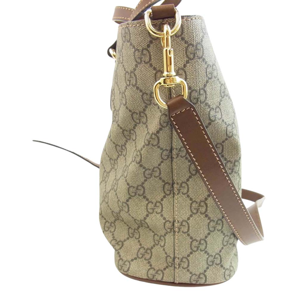 GUCCI グッチ 473387 GG Supreme Monogram Small Tote スプリーム モノグラム レザー 2WAY バッグ ブラウン系【中古】