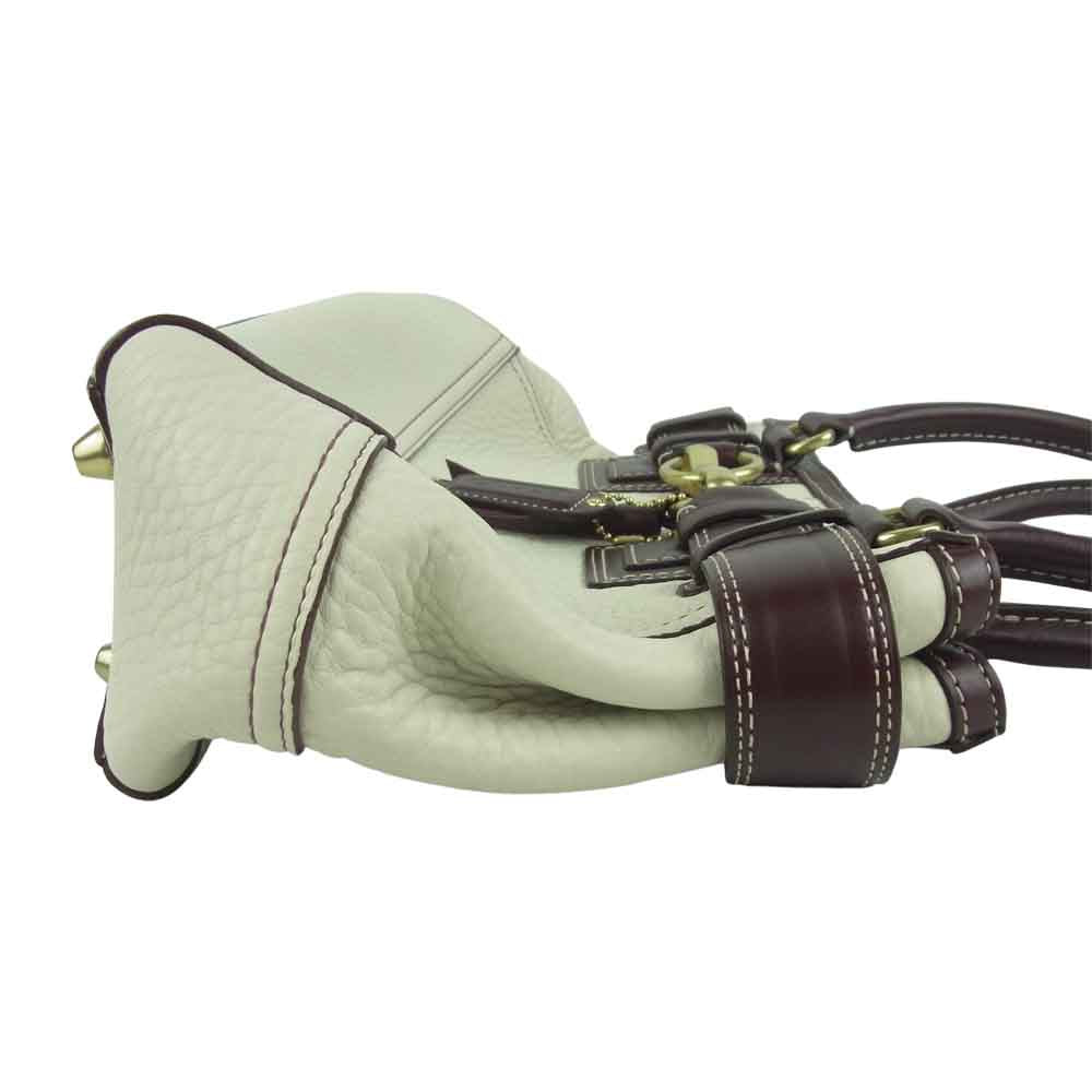 COACH コーチ 10212 ハンプトンズ ハンド バッグ オフホワイト系 ブラウン系【中古】