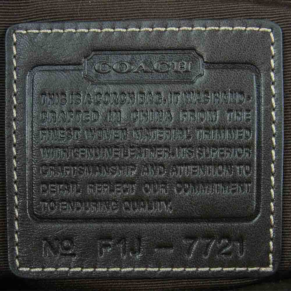 COACH コーチ 7721 シグネチャー ウール トート バッグ レッド系 ダークブラウン系【中古】