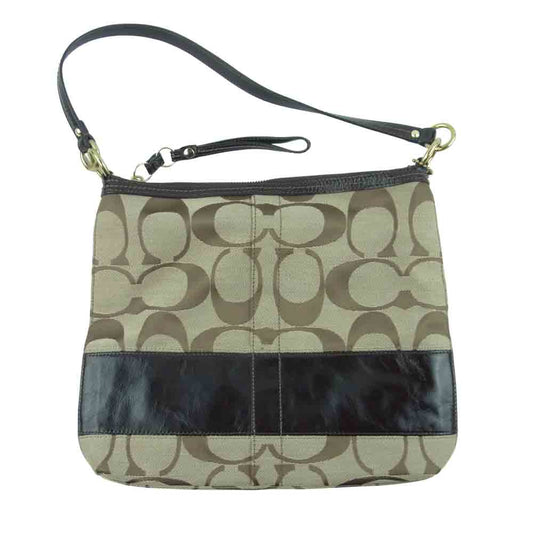 COACH コーチ 12825 シグネチャー 2way ショルダー バッグ ベージュ系 ダークブラウン系【中古】