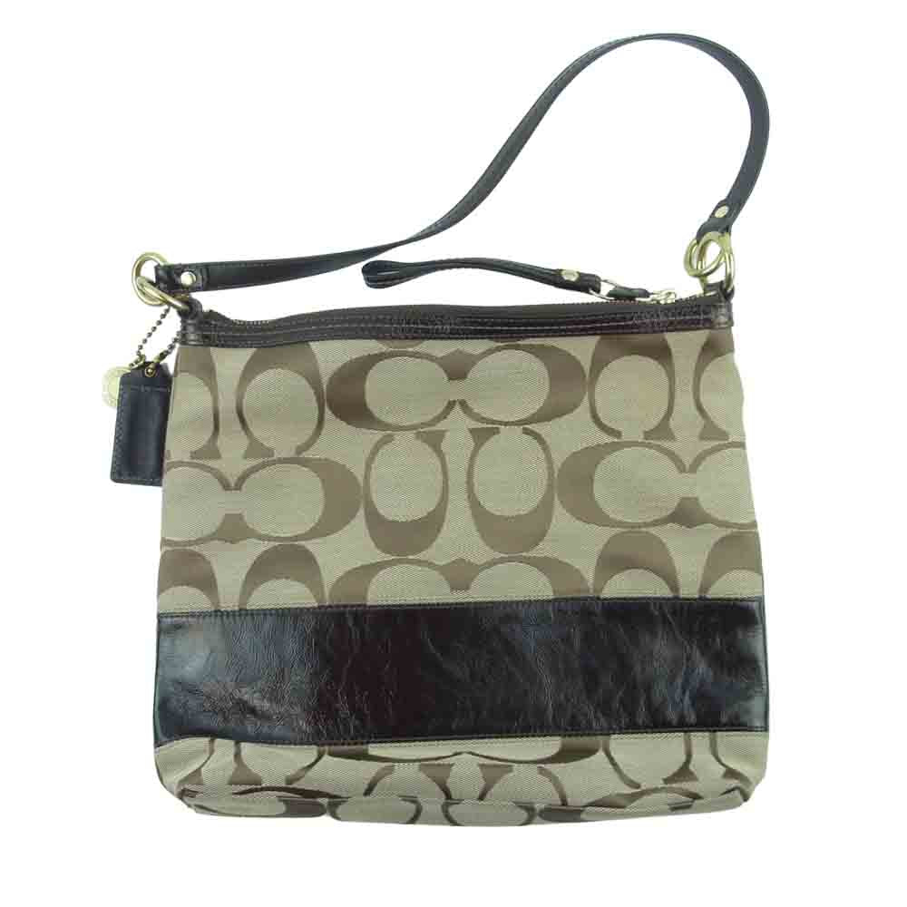 COACH コーチ 12825 シグネチャー 2way ショルダー バッグ ベージュ系 ダークブラウン系【中古】