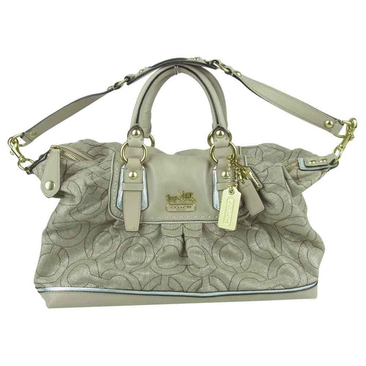COACH コーチ 13587 シグネチャー ステッチ ショルダー バッグ ベージュ系【中古】