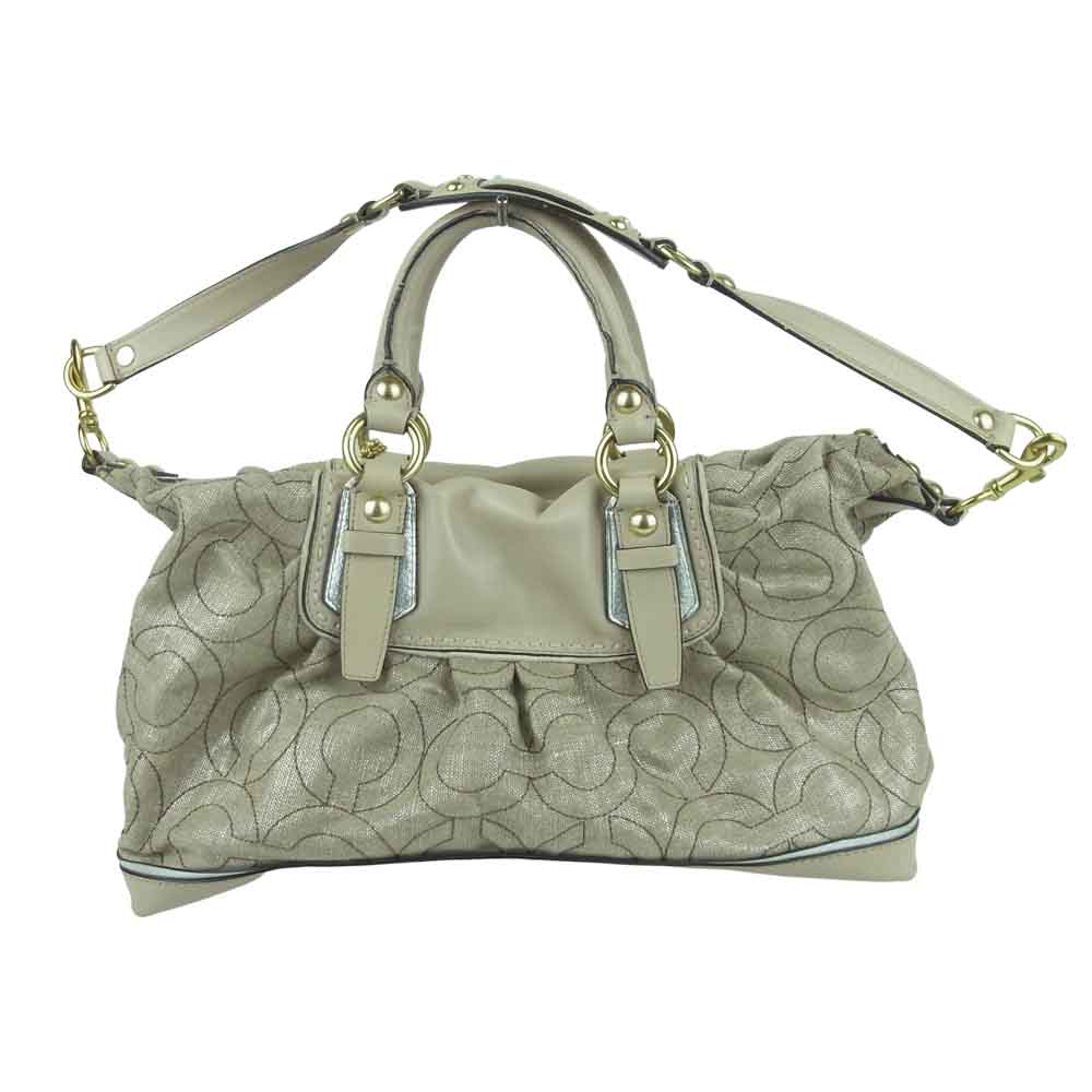 COACH コーチ 13587 シグネチャー ステッチ ショルダー バッグ ベージュ系【中古】