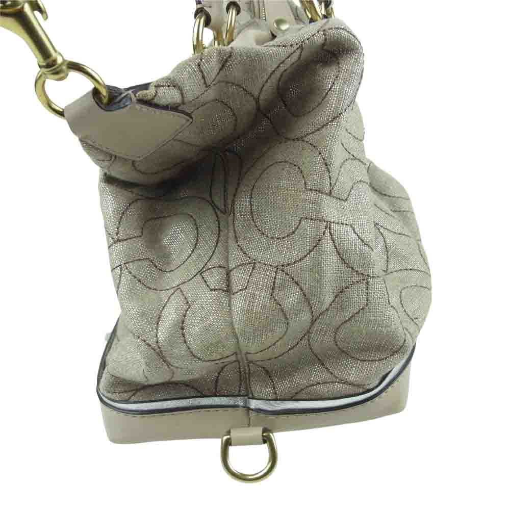 COACH コーチ 13587 シグネチャー ステッチ ショルダー バッグ ベージュ系【中古】