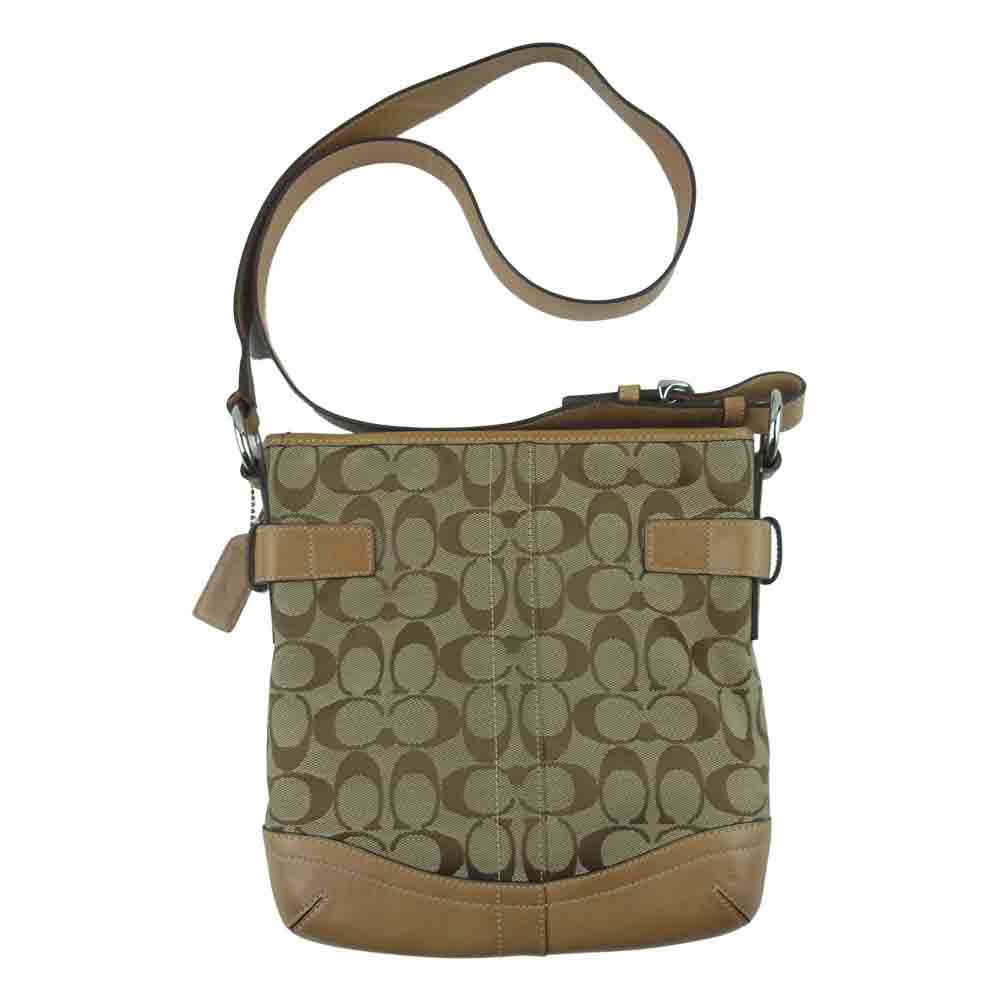 COACH コーチ 6740 シグネチャー レザー ショルダー バッグ ベージュ系【中古】