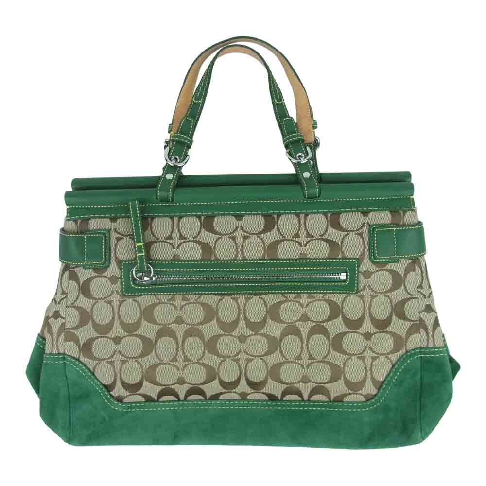 COACH コーチ 6876 シグネチャー ハンド バッグ ベージュ系 グリーン系【中古】