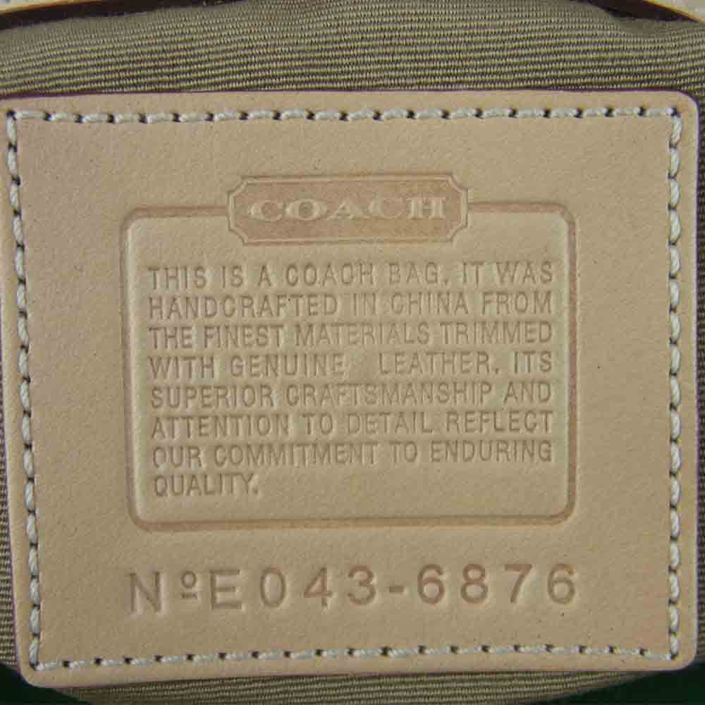 COACH コーチ 6876 シグネチャー ハンド バッグ ベージュ系 グリーン系【中古】