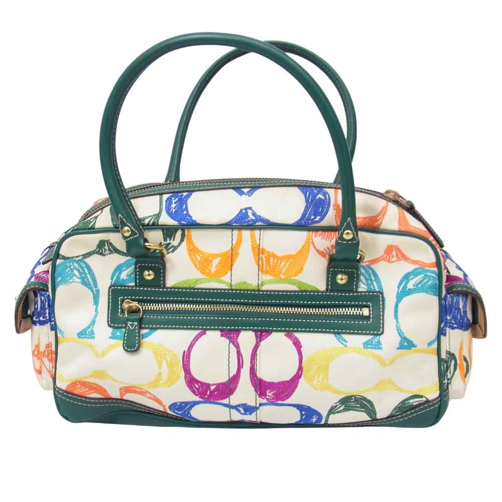 COACH コーチ 1847 スクリブルステッチポケットサッチェル バッグ グリーン系【中古】