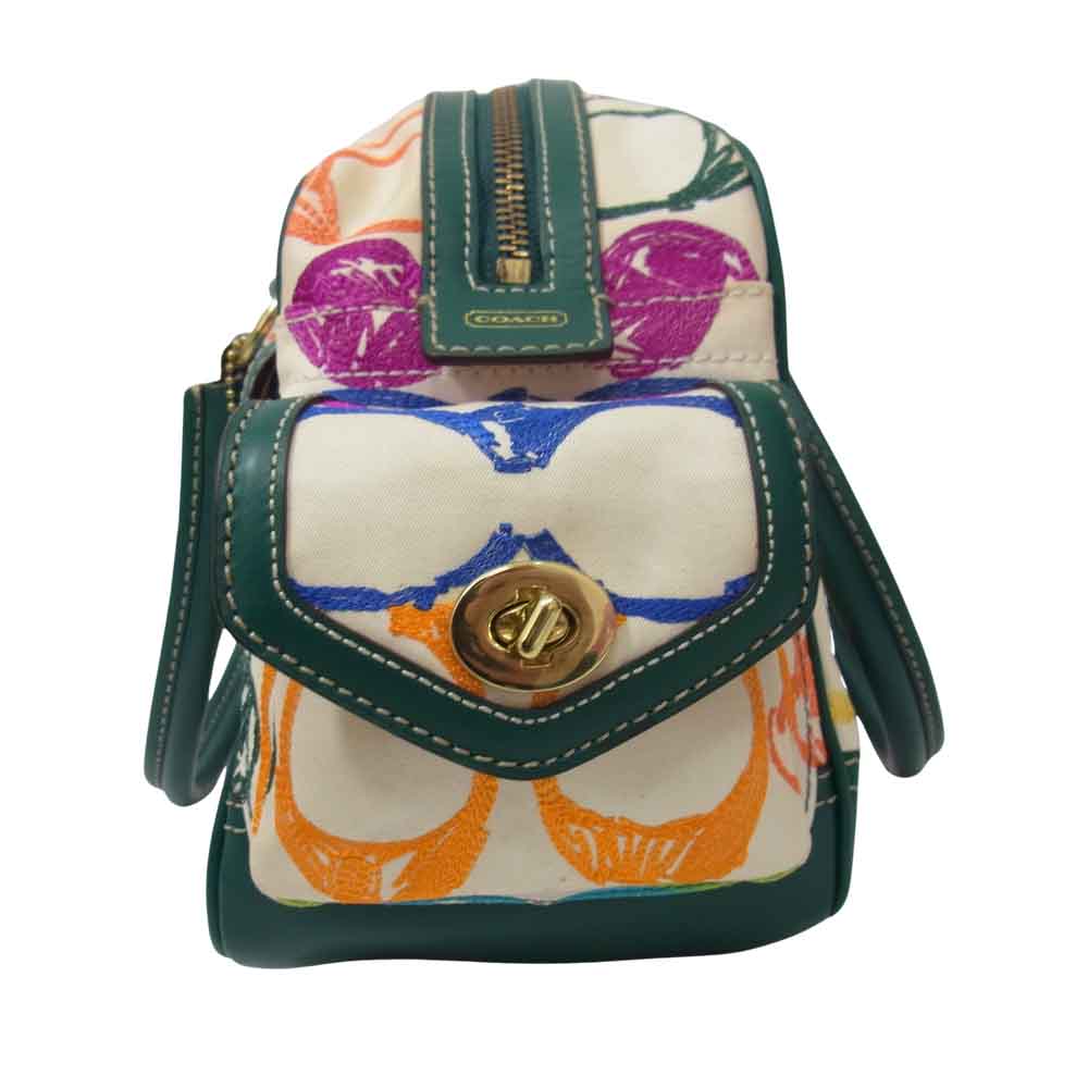COACH コーチ 1847 スクリブルステッチポケットサッチェル バッグ グリーン系【中古】