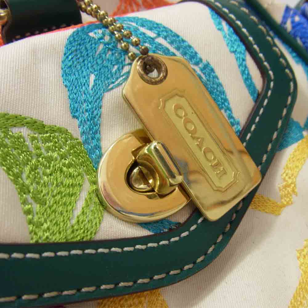 COACH コーチ 1847 スクリブルステッチポケットサッチェル バッグ グリーン系【中古】